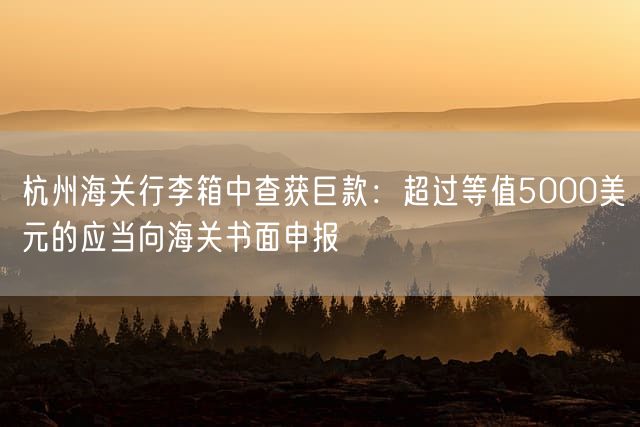 杭州海关行李箱中查获巨款:超过等值5000美元的应当向海关书面申报