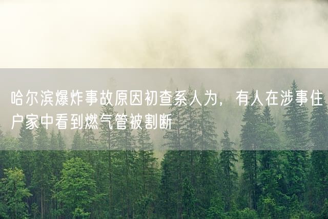 哈尔滨爆炸事故原因初查系人为,有人在涉事住户家中看到燃气管被割断
