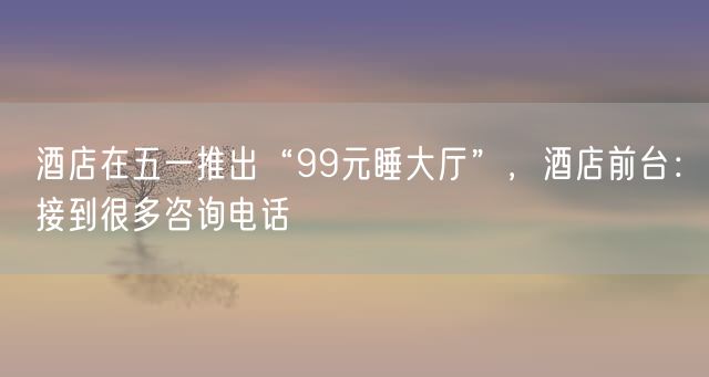 酒店在五一推出“99元睡大厅”，酒店前台：接到很多咨询电话