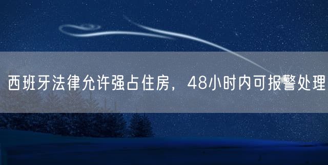 西班牙法律允许强占住房，48小时内可报警处理