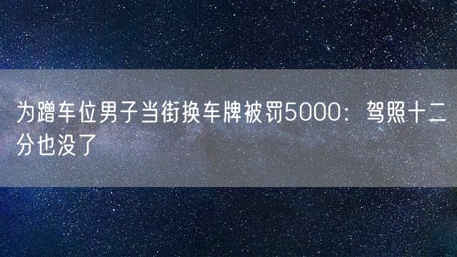 为蹭车位男子当街换车牌被罚5000：驾照十二分也没了