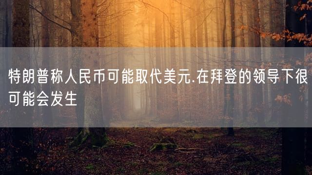 特朗普称人民币可能取代美元.在拜登的领导下很可能会发生