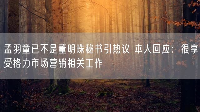 孟羽童已不是董明珠秘书引热议 本人回应：很享受格力市场营销相关工作