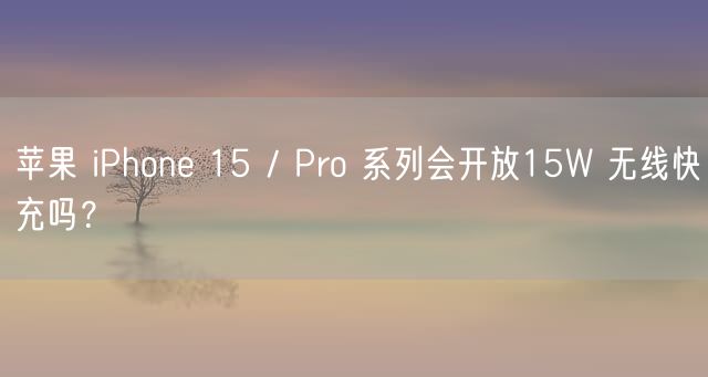 苹果 iPhone 15 / Pro 系列会开放15W 无线快充吗？